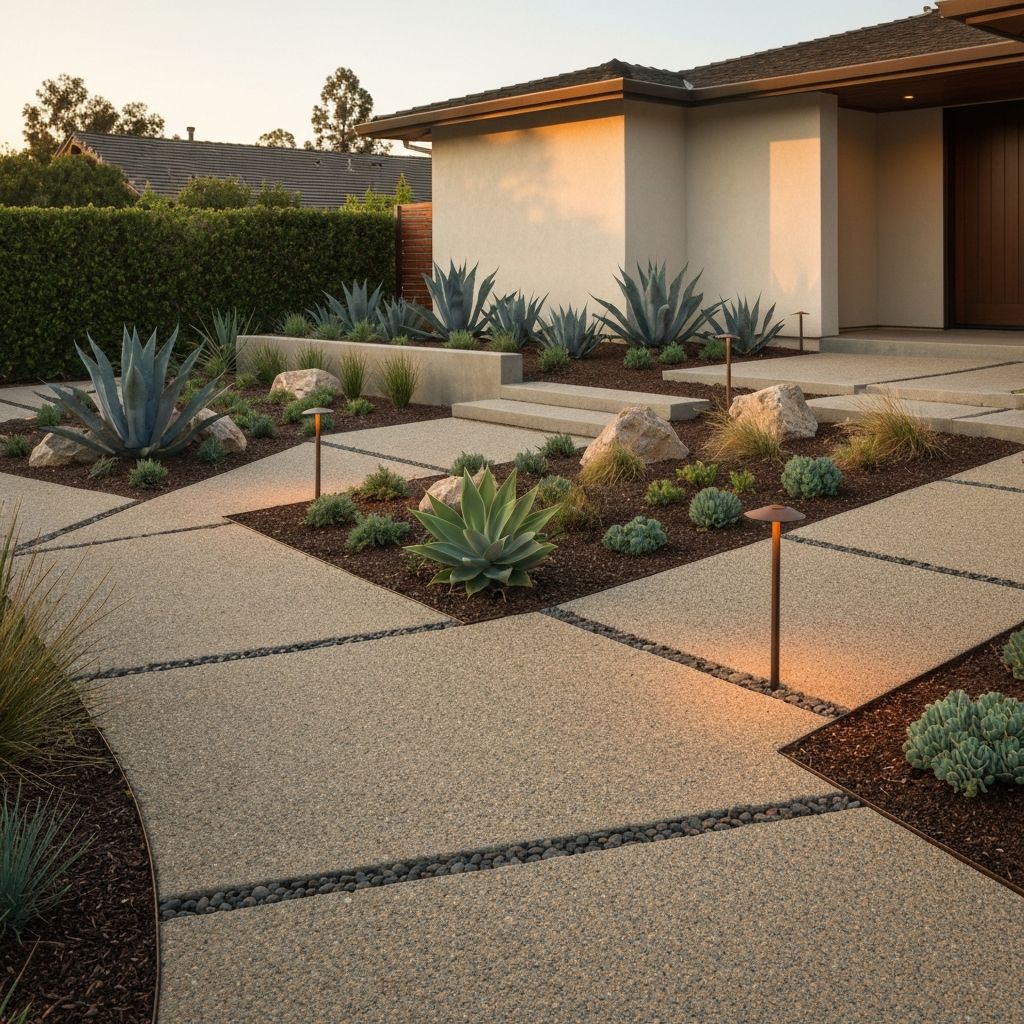 Modern drought-tolerant front yard