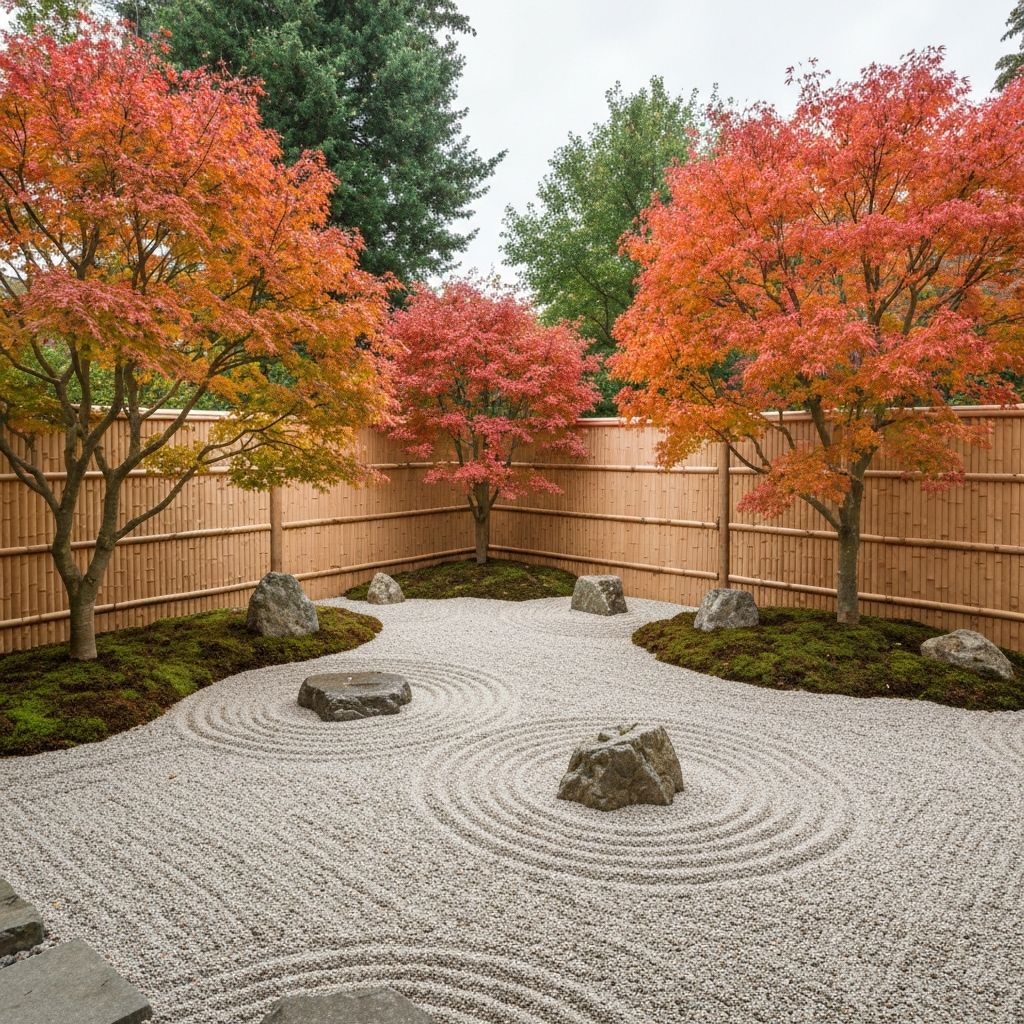 Zen garden with Japanese maple